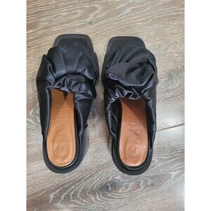 Ganni Ruched Women's Black Satin Mules Size 40 / 10 Platform Sandals #7
